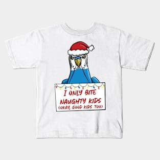 Only Bite Naughty Kids Male Blue Budgie Kids T-Shirt